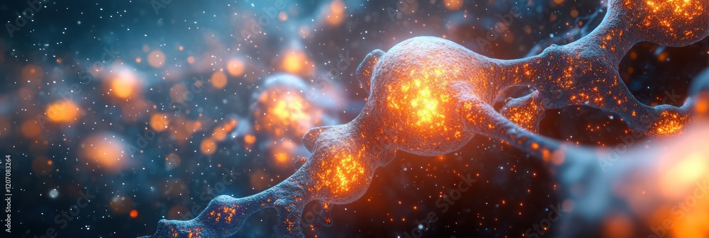Poster microscopic neural network: a vibrant visualization of interconnected neurons, glowing with inner fi