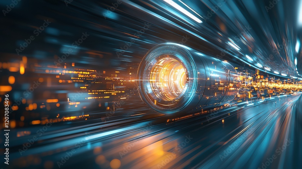 Poster hyperloop transportation system propelling through a futuristic tunnel digital artwork high-speed en