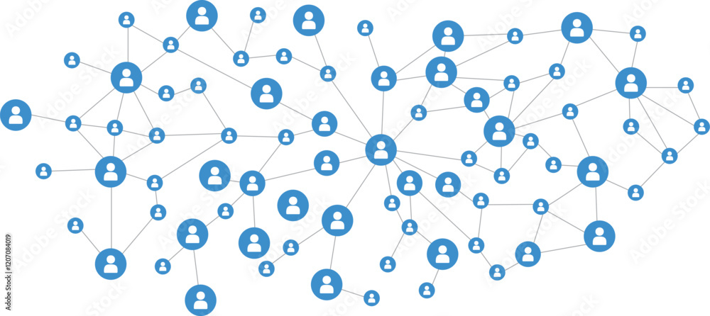 Poster communication between people illustration. connecting social network tech ai. global network connect