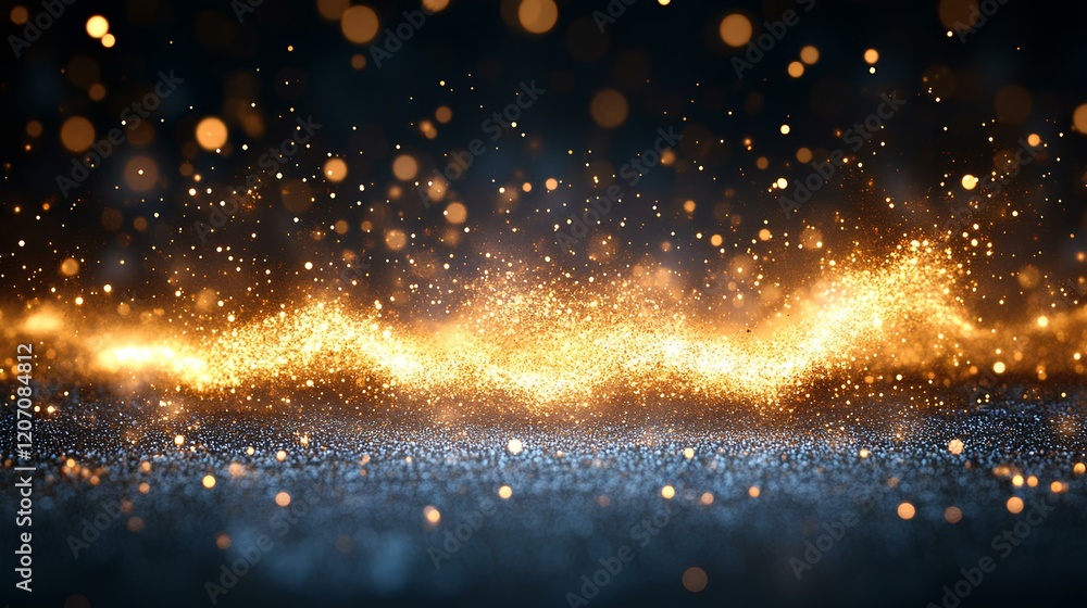 Aufkleber golden explosion. abstract particles background with glittering effects. fast flying speed of light