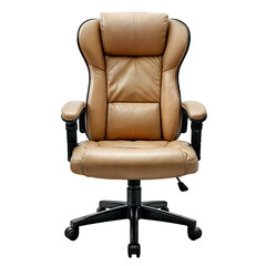 Naklejka premium office brown chair in png format. office leather chair on wheels on a transparent background