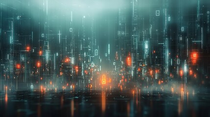 Obraz premium Innovative ransomware mitigation strategies digital cybersecurity concept visualization futuristic environment virtual reality technology for a safer future