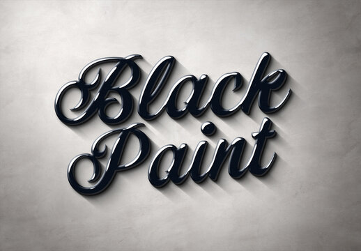 Black Paint Text Effect With Long Shadows Mockup