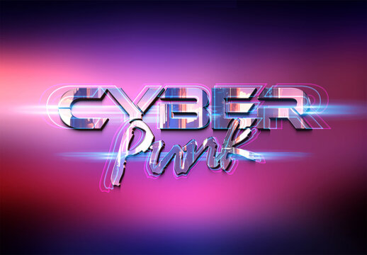 Glowing Neon Text Effect Cyberpunk Style Mockup