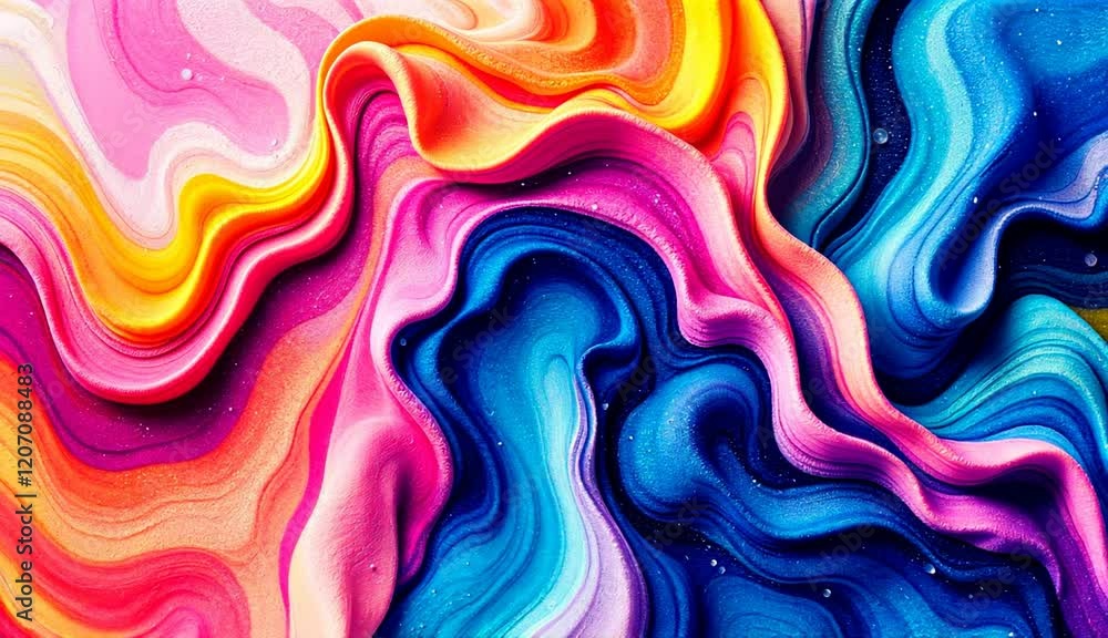 Poster colorful abstract art display showcasing vibrant waves of paint in swirling patterns