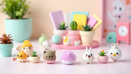Obraz premium Decorative toys, pendants on a pink background