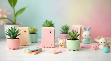 Decorative toys, pendants on a pink background