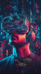 Innovative Digital Technology Concept with Virtual Reality Headset