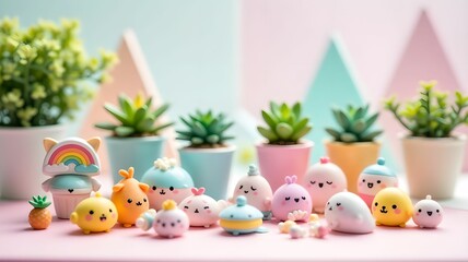 Decorative toys, pendants on a pink background