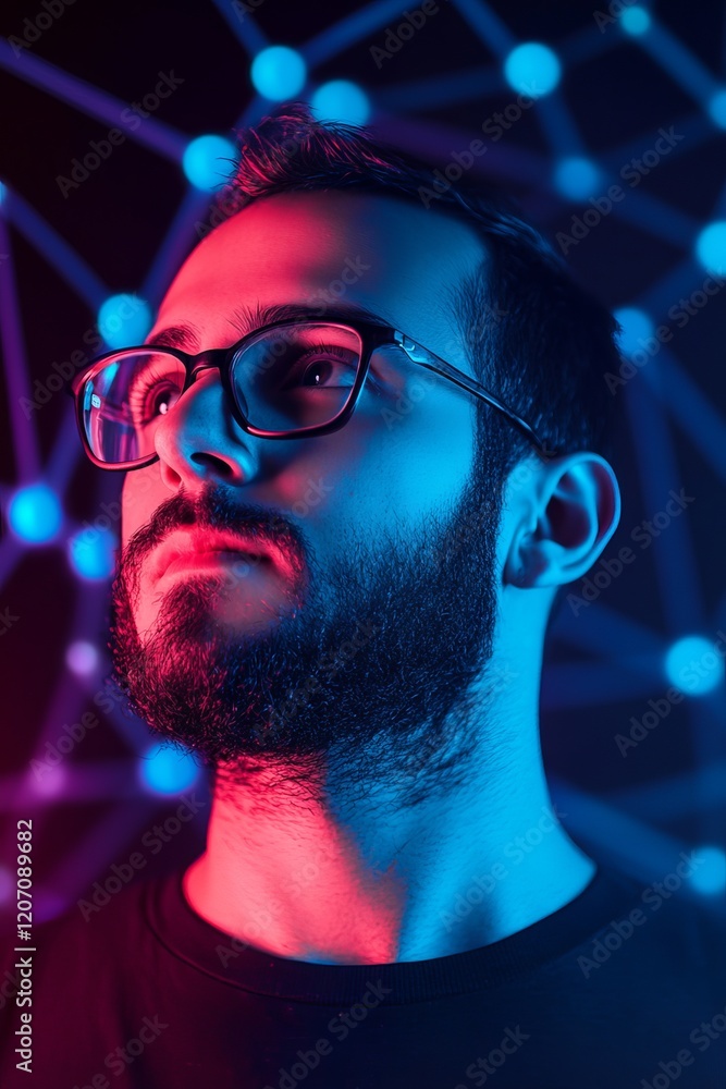 Poster dark and light gradient background with abstract network design