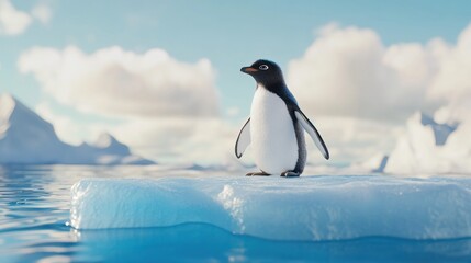 Obraz premium Penguin on Iceberg in Antarctica