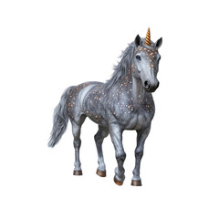 Fototapeta premium Majestic Celestial Unicorn A Fantasy Horse with Golden Horn and Sparkling Coat