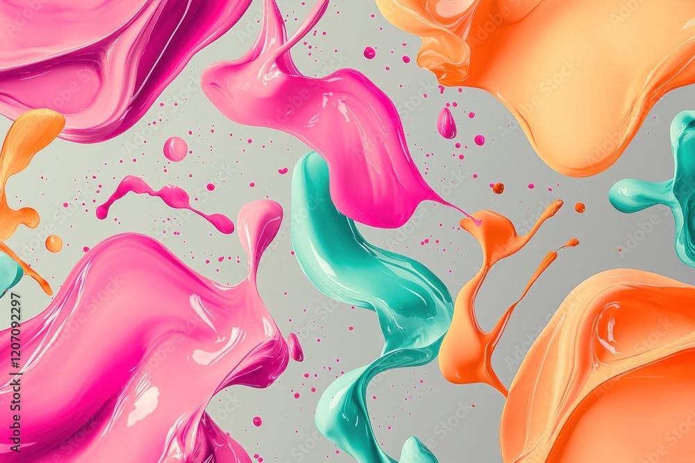 Aufkleber energetic abstract pattern depicting colorful paint splashes on a light background