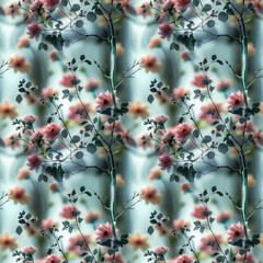 Seamless pattern with jentle delicate minimalistic blurred flowers