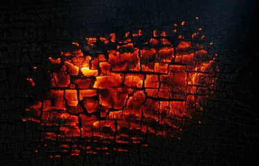 Fotobehang Brandhout glowing board, burning wood, background  © Remigiusz Góra