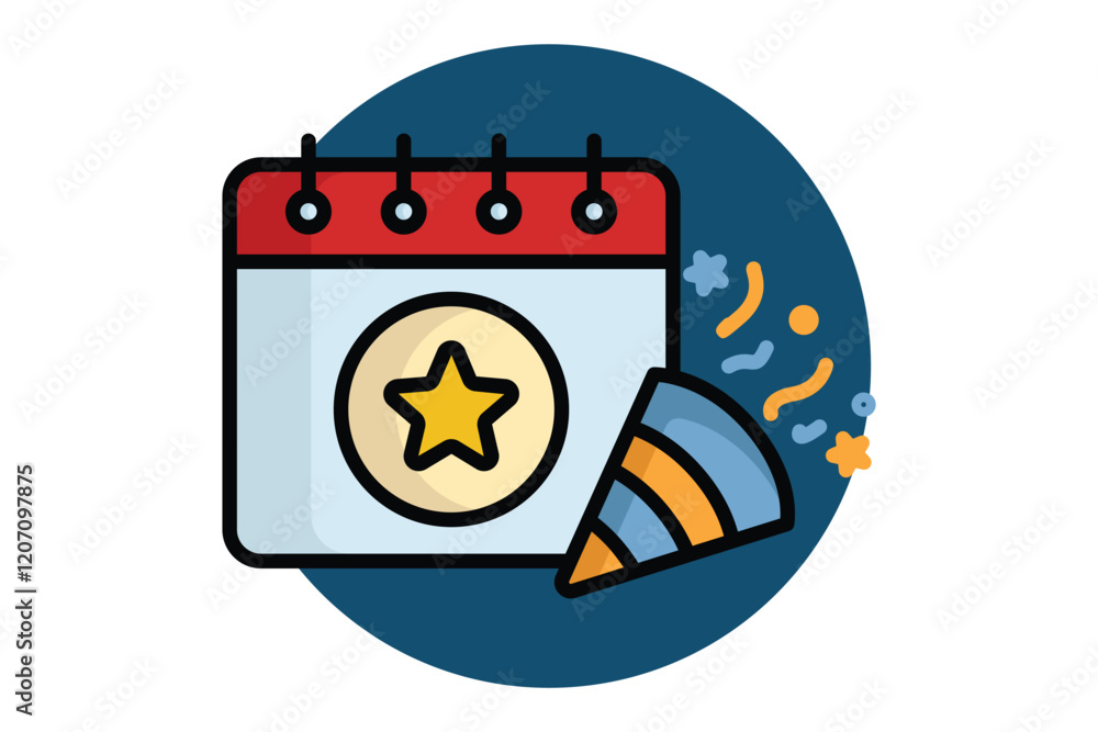 Poster event icon. colored outline icon style. icon related to time and date. time elements vector illustra