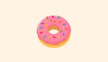 Obraz premium Pink Donut with Sprinkles Delicious Pastry Treat