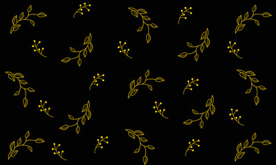 gold floral pattern on black background