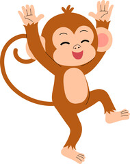 playful little monkey dancing illustration © AnotaiSi