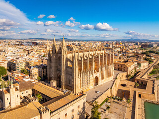 Obraz premium Palma de Mallorca, Port Marina Majorca Cathedral 