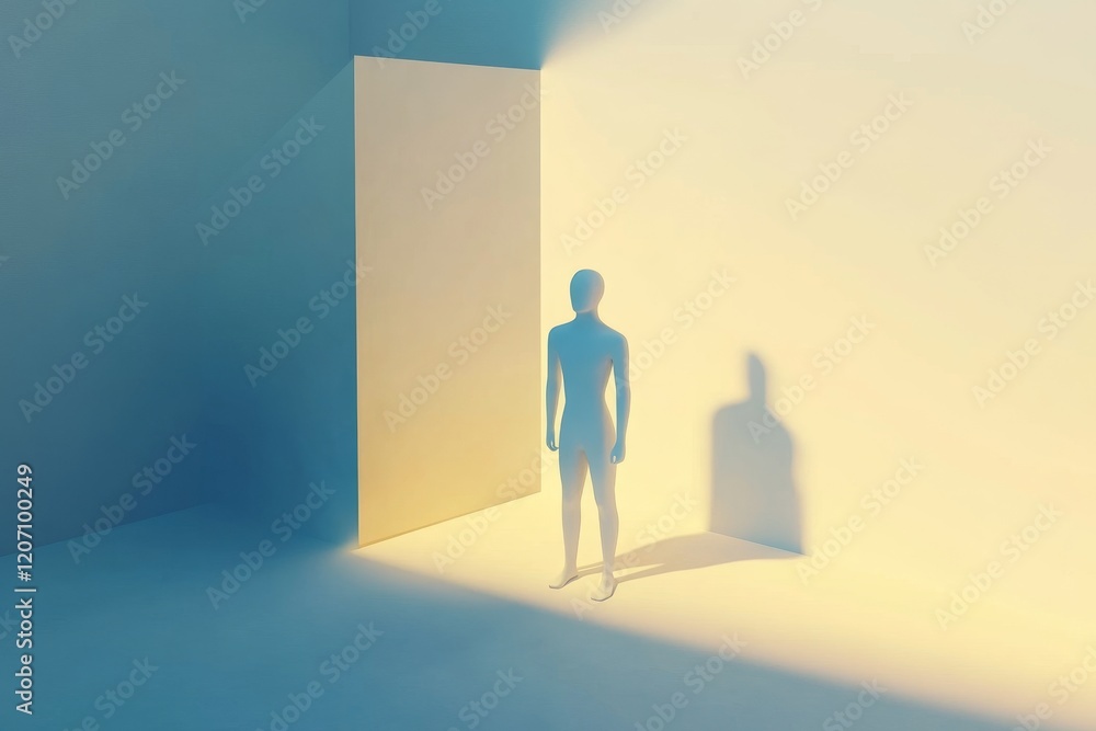 Canvas Prints a man stands in a room with a door in the background