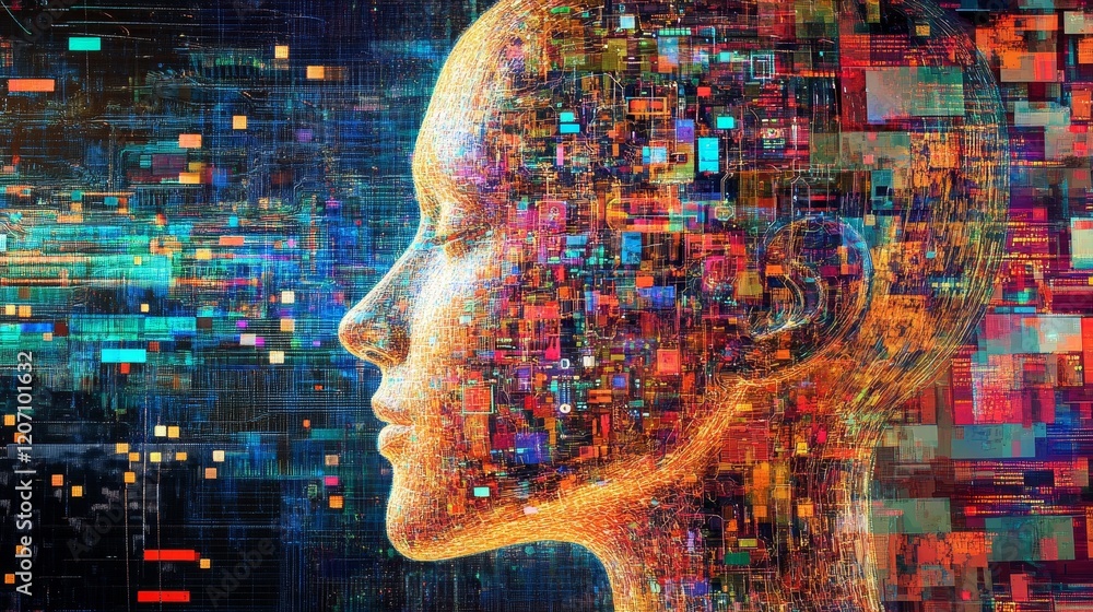 Poster ai communication network pattern in digital connection artwork