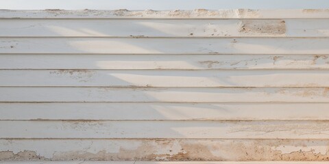 Obraz premium White Weathered Wall with Horizontal Grooves and Distressed Texture