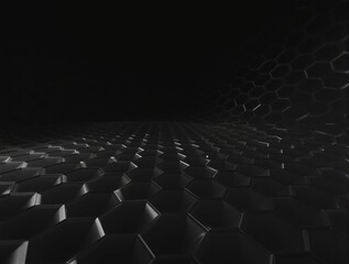 Obraz premium Black and white geometric honeycomb honeycomb pattern on a dark background , , geometric patterns, black and white, digital art