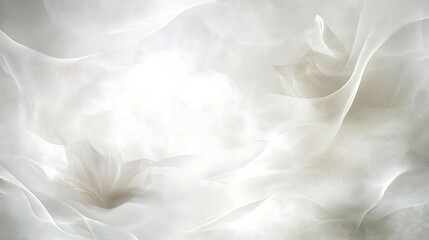 White Fabric Drapes Swirling Softly Creating Abstract Forms