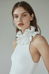A captivating highlight of ruffles in swimwear reveals a blend of elegance and modern femininity in composition.