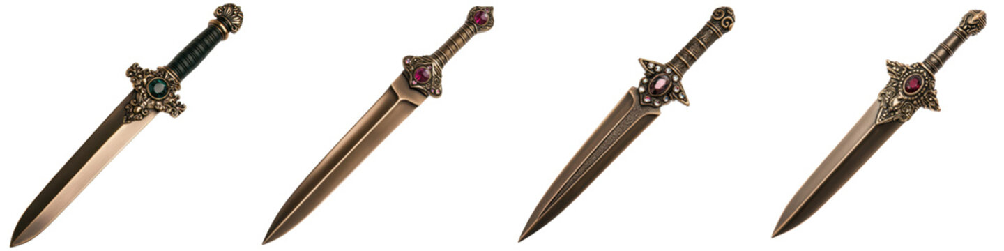 Ornate medieval fantasy sword with an elaborate decorative hilt and shining sharp steel blade  Mystical legendary weapon of a warrior or knight in a dark magical world