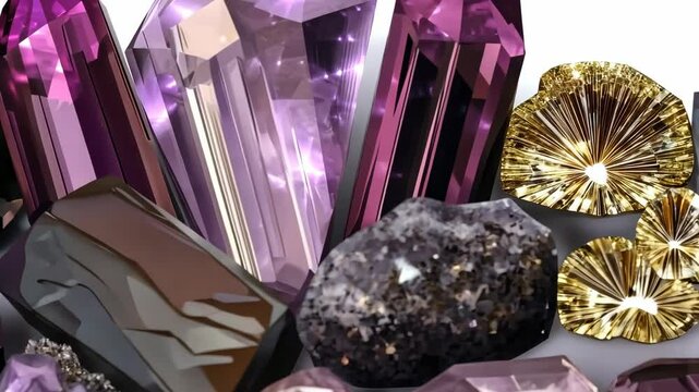 Collection of purple and yellow stones. Some are large and some are small. The stones are arranged in a pile