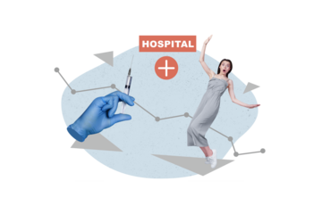 Creative retro 3d magazine collage image of funny lad scared getting vaccination isolated painting background