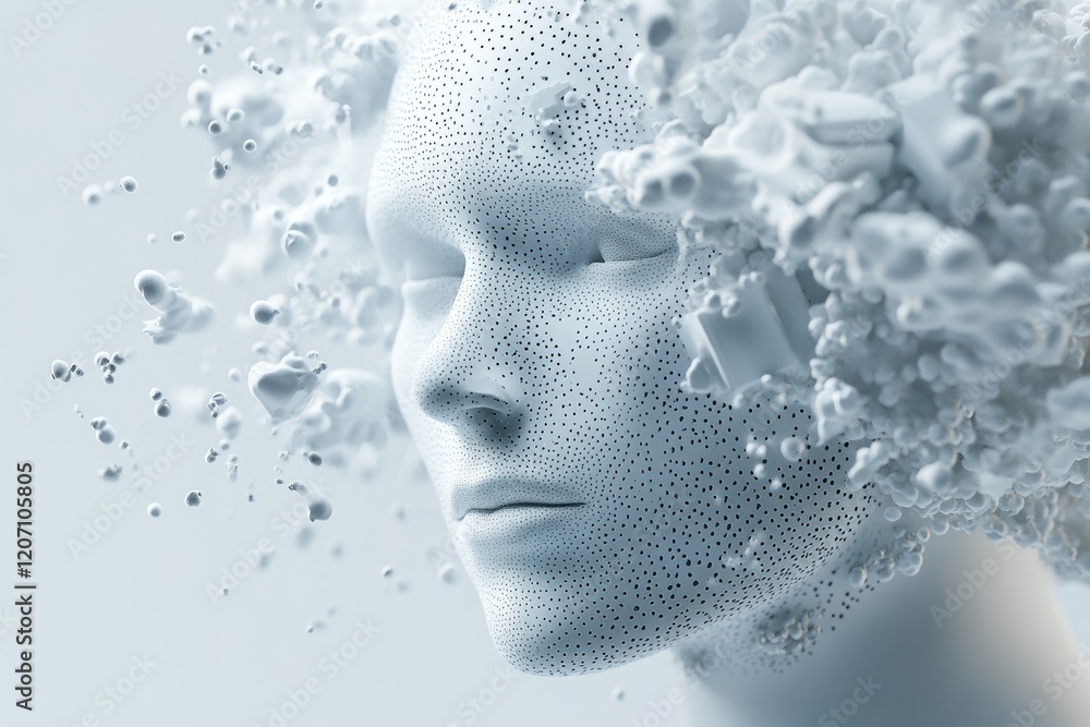 Poster abstract ai development concept with isolated figurative elements