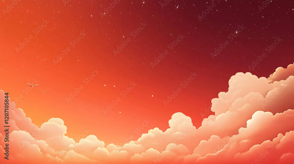 Aufkleber a dreamy sky with soft orange clouds illuminated by gentle sunlight creating a peaceful and warm atm
