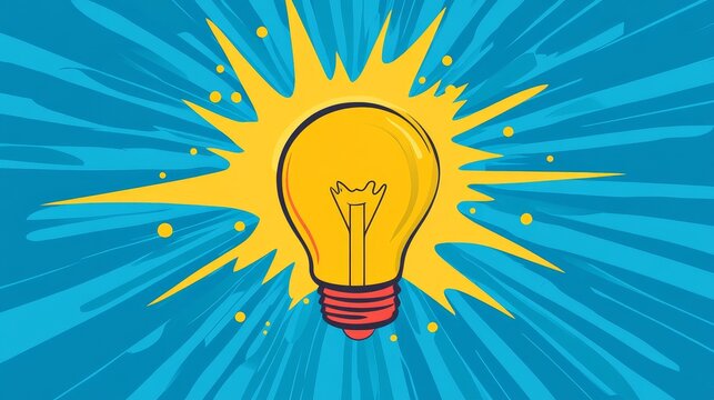 Vector illustration of a light bulb with power and spark.