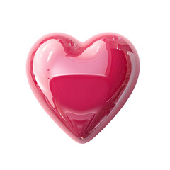 Glossy Pink and Red 3D Heart Render Transparent Background, PNG