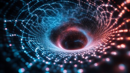 Abstract swirling tunnel of vibrant light and energy