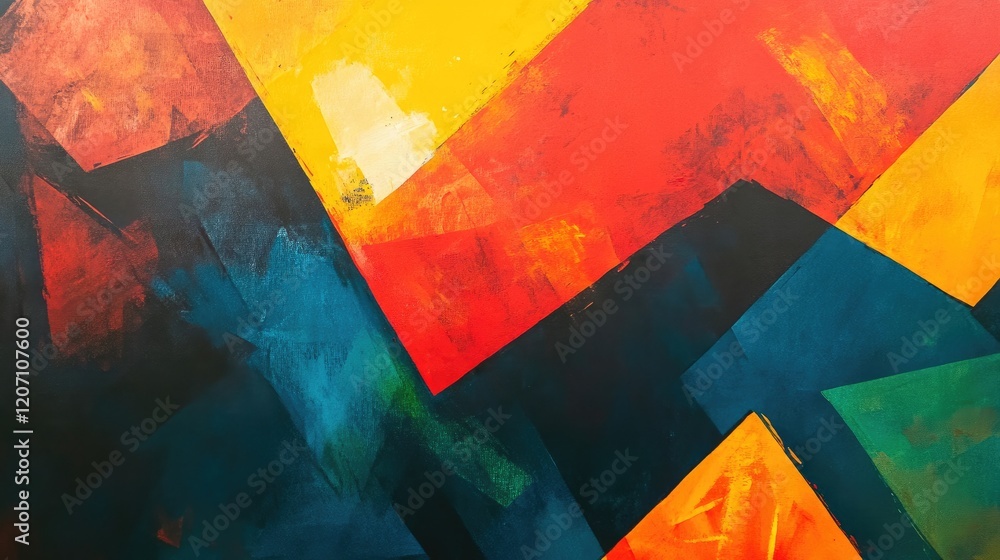 Poster an abstract background with bold, contrasting colors and sharp angles, creating a striking and impac