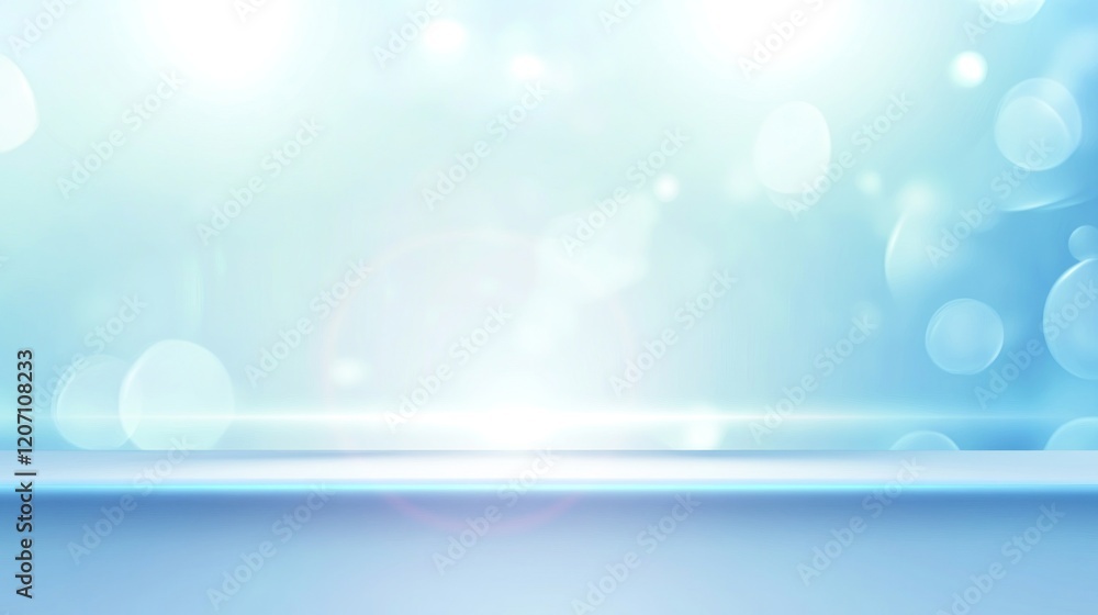 Poster blue abstract background with bokeh lights
