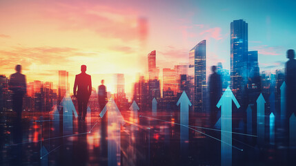 abstract professional business team people connection of line from nail node to node on Smart digital cityscap and skyline background , Innovation networking concept