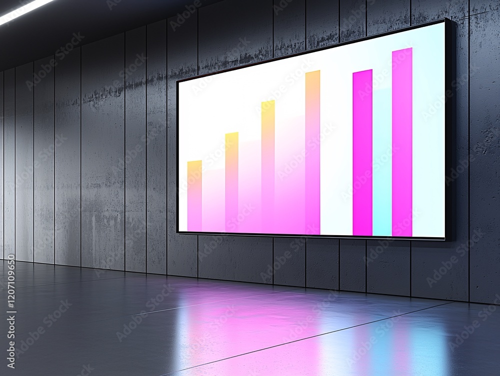 Poster a modern infographic on a large screen showing steps in the data organization process