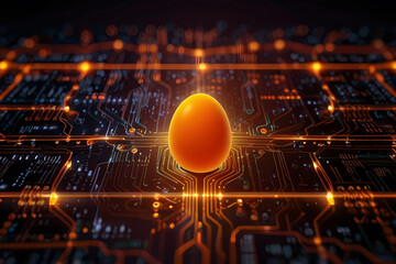 easter egg lighting on circuit board, tech related easter day art for banners and posts engaging technology with easter 