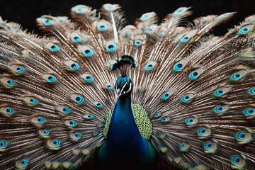 Obraz premium Peacocks spread their tail feathers to attract female attention.