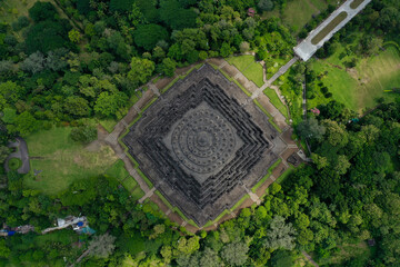 Aerial view of Borobudur temple Magelang, Indonesia