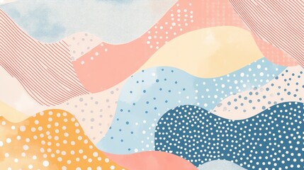 Pastel polka dots mixed with traditional Japanese patterns, seamless soft textures for cheerful, unique designs