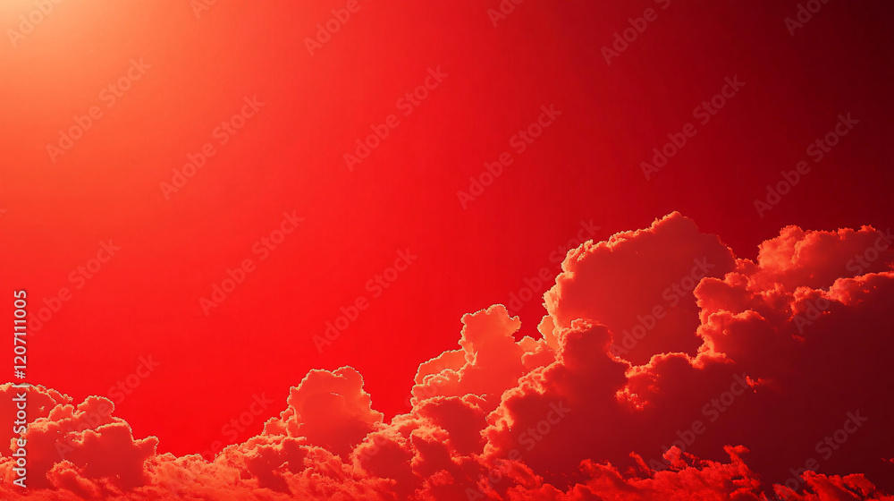 Aufkleber a dramatic sky filled with glowing red clouds illuminated by intense sunlight creating a surreal and