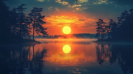  dawn, mist and fog, groomy atmosphere nature landscape