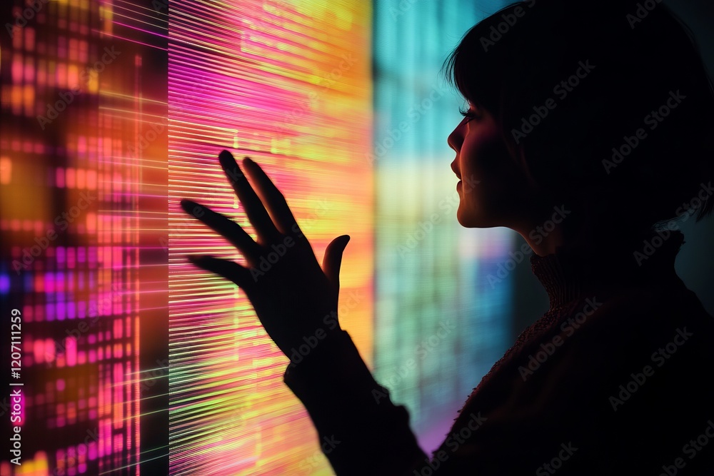 Poster Exploring Futuristic Digital Interface with Vibrant Colors and Interactive Technology