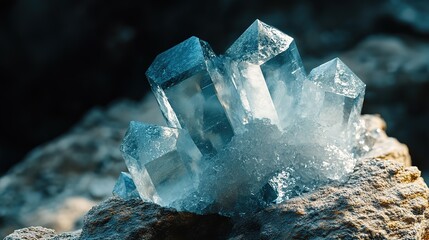 close up blue crystal shard